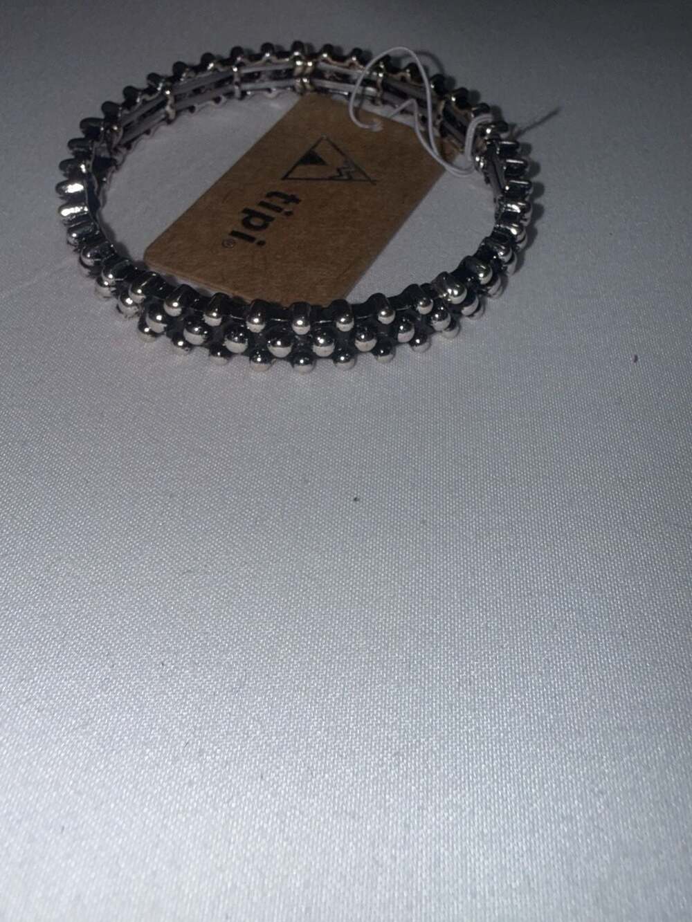 Tipi Silver Beaded Double Row Stretch Bracelet